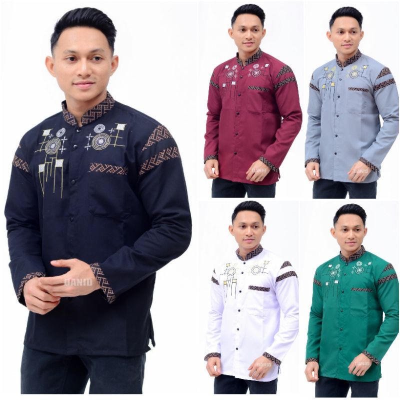 Grosir Baju Koko Pria Bordir Lengan Panjang Muslim Terbaru 2023