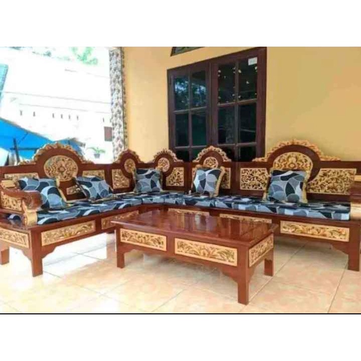furniture kursi sofa tamu model sudut kacamata / model kursi minimalis untuk ruang tamu sempit / mod