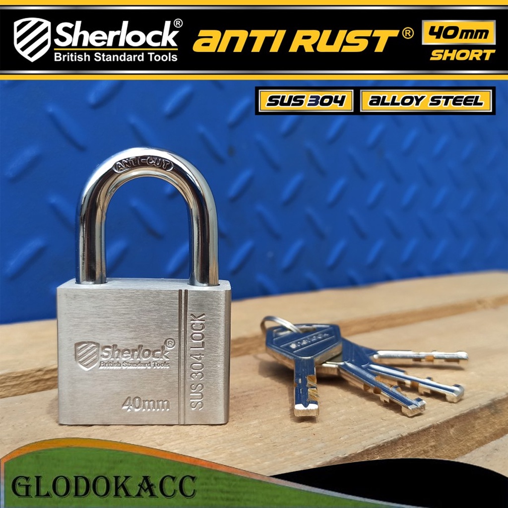 Sherlock Gembok ANTI RUST 40 mm Pendek Stainless Steel 304 Anti Karat