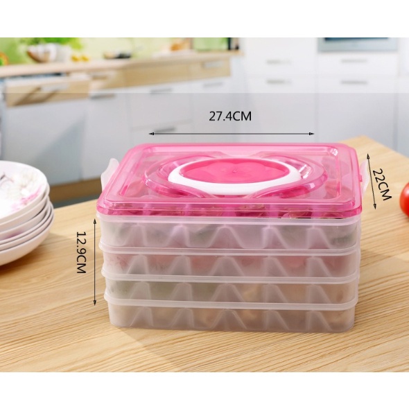 FYGALERY HL0272 Kotak Penyimpanan Makanan Set 4 Tingkat Tempat Kontainer Sayuran Kulkas Susun Transparan Dapur Box Container Multifungsi 4 In 1 Food Storage Box