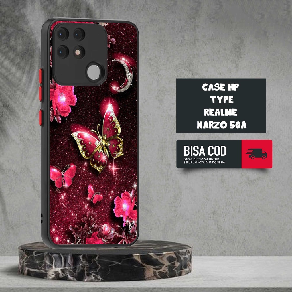 CASE REALME NARZO 50A MOTIF [BUTTERFLY] TERLARIS CASING REALME NARZO 50A BARU SOFTCASE DOVE MATTE FU
