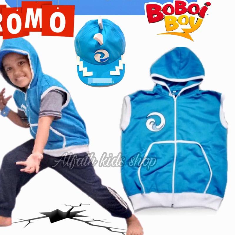 ❀ BAJU BOBOIBOY AIR SET TOPI DAN ROMPI / JAKET ROMPI BOBOIBOY ANAK / KOSTUM BOBOIBOY AIR / SETELAN B