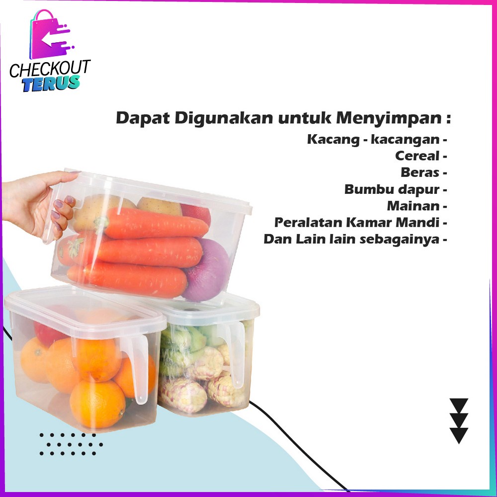 CT C806 Kontainer Makanan Kulkas Bening Ada Pegangan Tangan Kotak Penyimpanan Makanan Sayur Daging Ikan Multifungsi Toples  Food Storage Box