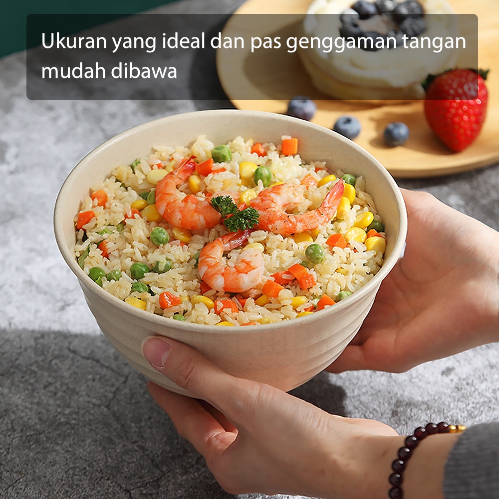 HUGO Mangkuk Sup Besar Bahan Jerami Mangkok Plastik Wheat Straw Microwaveable Tahan Panas