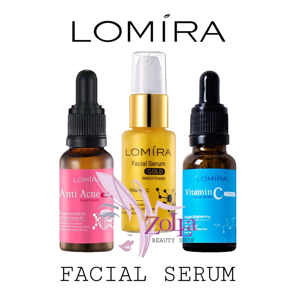 LOMIRA FACIAL SERUM - BPOM - ANTI ACNE - GOLD BRIGHTENING - VITAMIN C + COLLAGEN - SERUM WAJAH MURAH