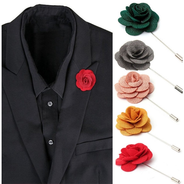 Pin Jas Rose Men Suit Collar Pin Brooch Bunga Mawar Bros Kerah Jas Setelan