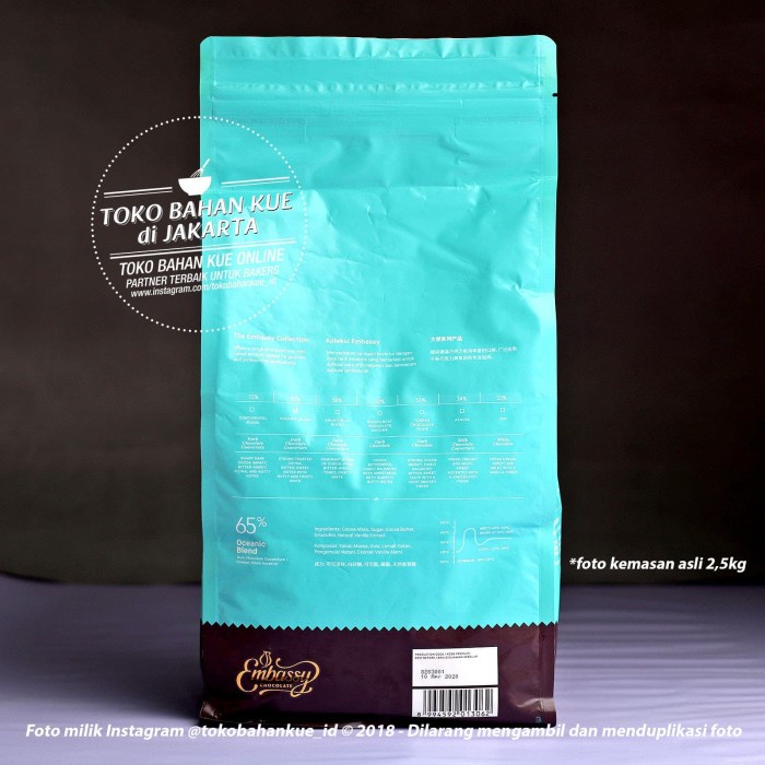 

Embassy Chocolate - Oceanic 65% 2,5kg Dark Couverture Tulip Cokelat