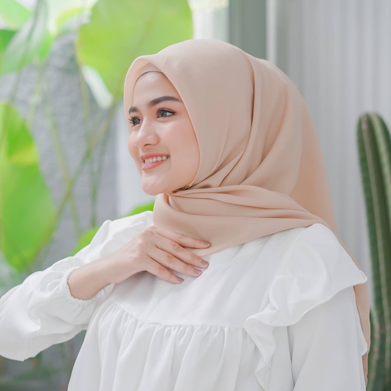 HIJAB BELLA SQUARE / HIJAB POLYCATTON COKLAT SUSU