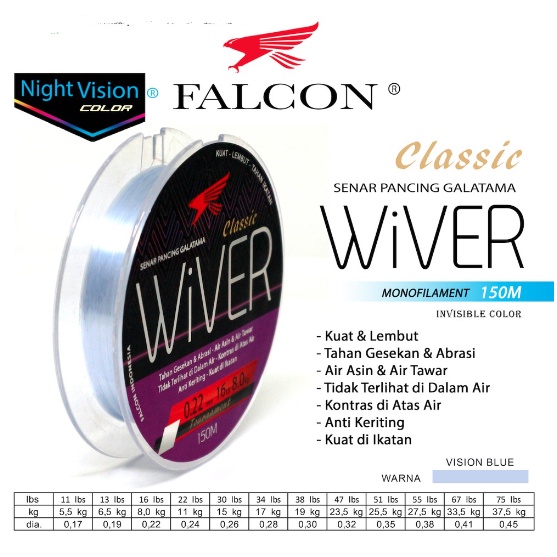 Senar Pancing Falcon WIVER  BERKUALITAS 150 Meter / GALATAMA