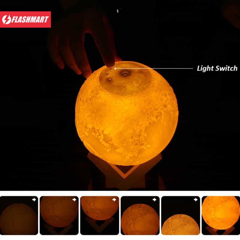 Flashmart HUMI Air Humidifier Lampu Tidur 3D Moon Night Light - AX-08