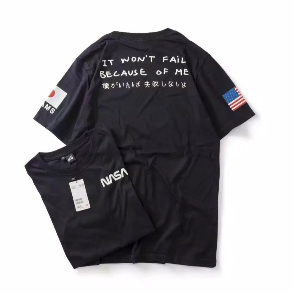 Kaos Nasa Usa Japan Black White - Kaos Distro Pria Wanita