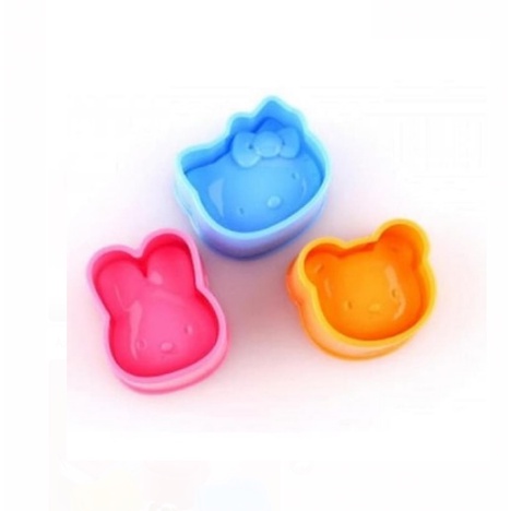 Cetakan Nasi Karakter Bento ISI 3 PCS Rice Mold Cetakan Makan Anak 3 in 1 Hello Kitty