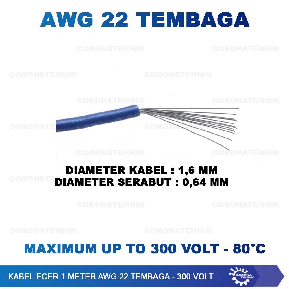 300 Volt - Kabel Ecer 1 Meter AWG 22 Tembaga