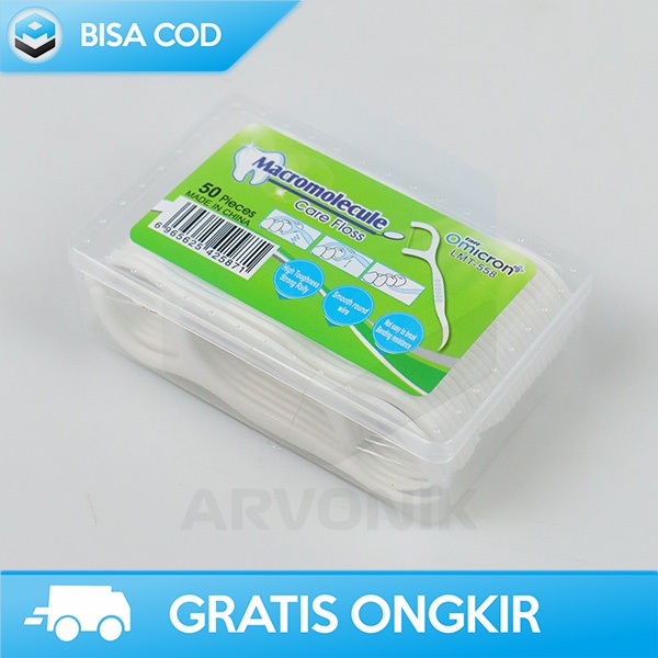 BENANG PEMBERSIH GIGI DENTAL FLOSS ISI 50 PCS TAFFOMICRON AMAN EFEKTIF