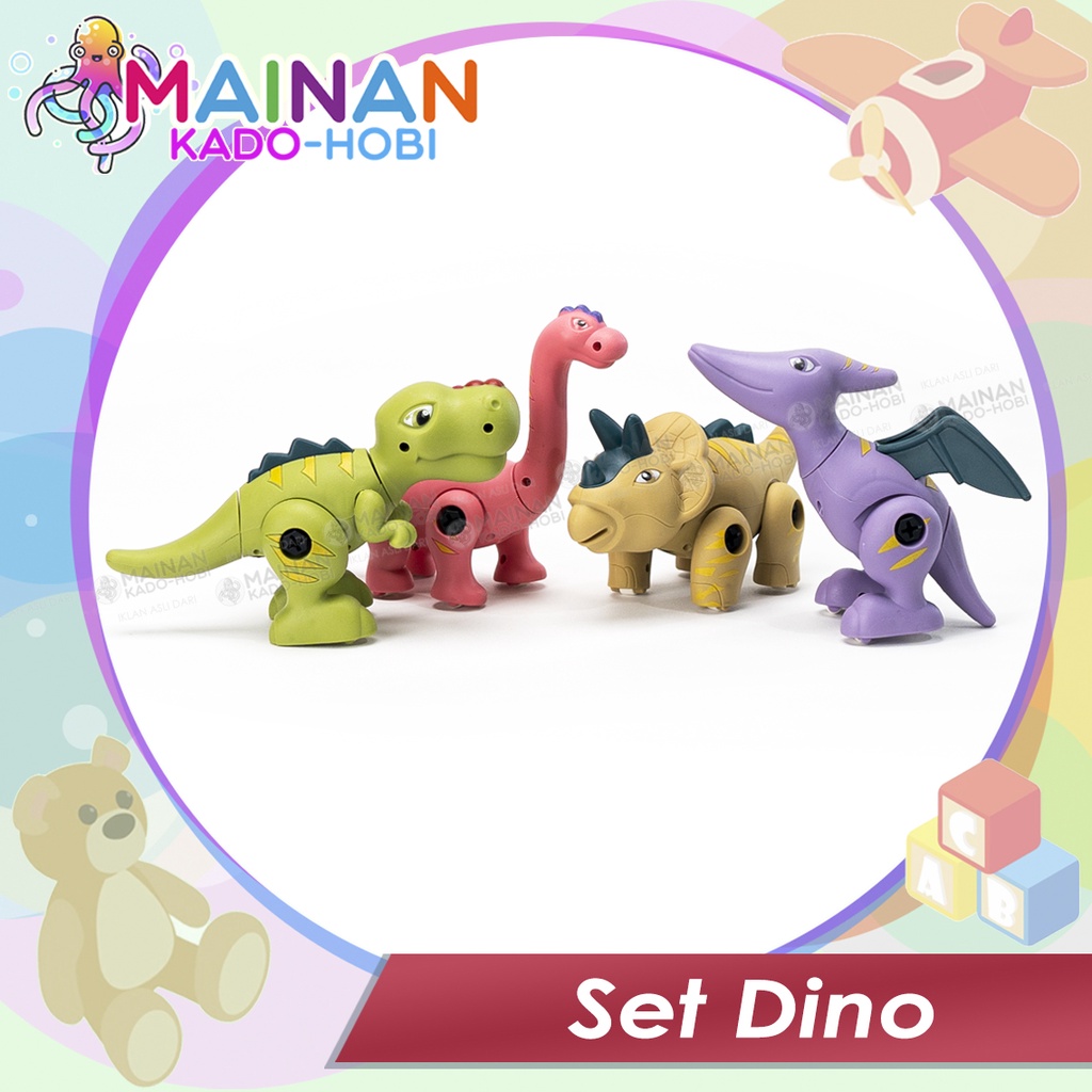 SET HADIAH MAINAN EDUKASI ANAK LAKI MINIATUR DINOSAURUS DIY ASEMBLE