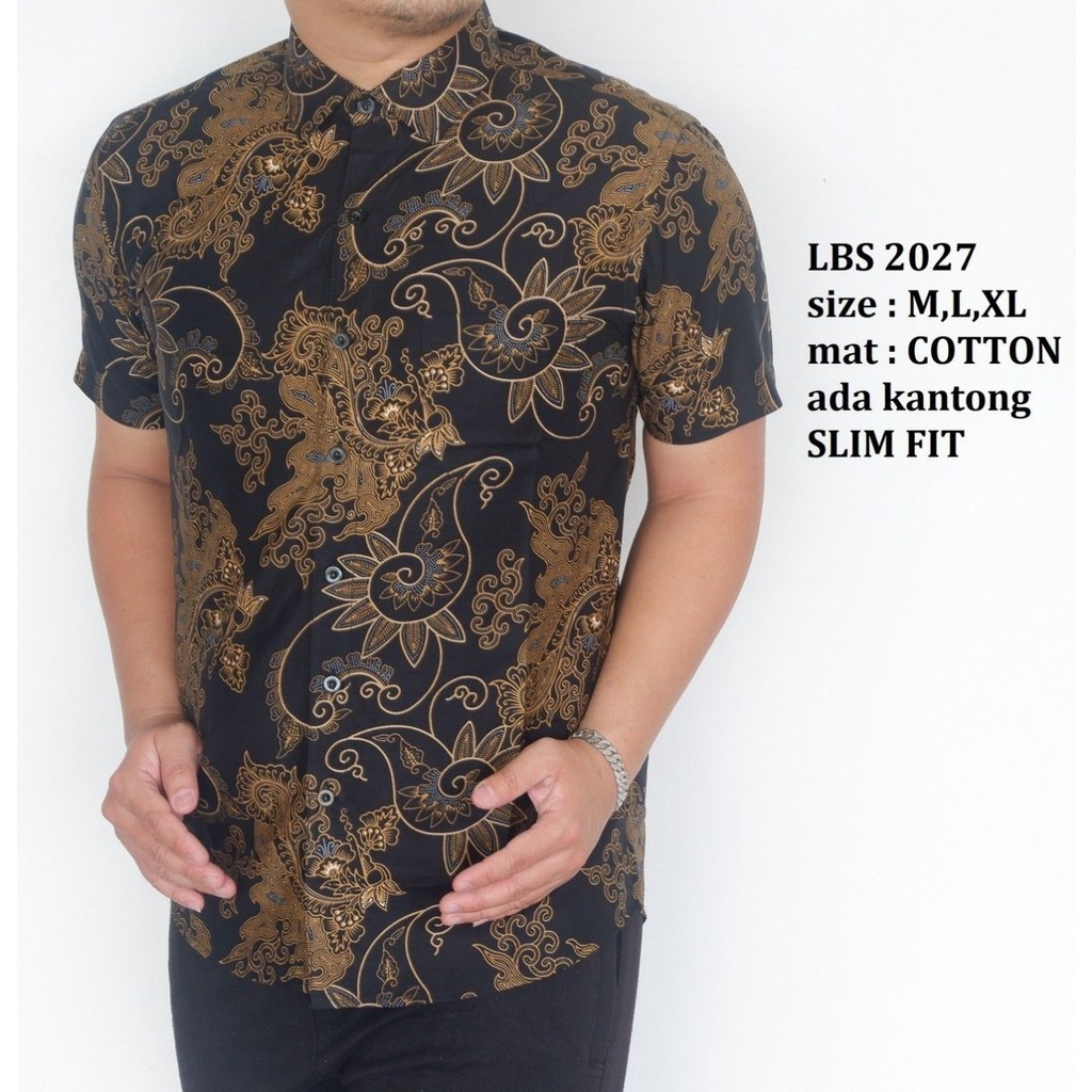 Baju Batik Pria Slimfit Kemeja Lengan Pendek Slim Fit LBS 2027