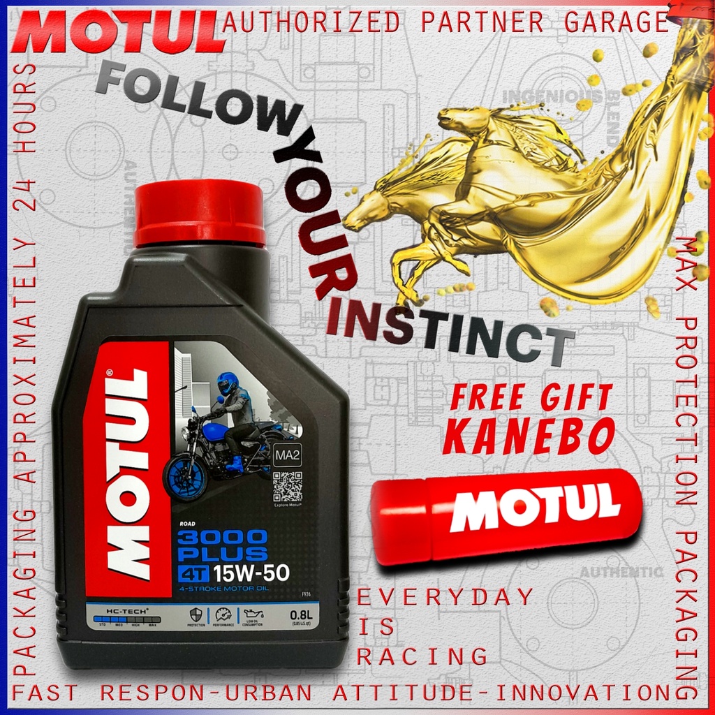 MOTUL 3000 PLUS 4T 15W50 VARIANT 800ml &amp; 1000ml OLI MOTOR IMPORT ORIGINAL 100% BONUS KANEBO ATAU KEYCHAIN GANTUNGAN KUNCI MOTUL