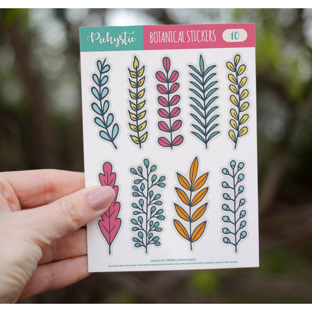 

Pickystic stiker ( 10 botanical ) Sticker lucu Journal Scrapbook