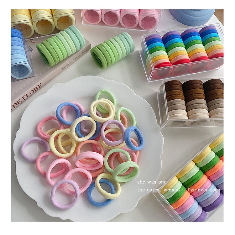 IKAT KARET RAMBUT KAIN WARNA WARNI SIMPLE BASIC ELASTIS LEMBUT TIDAK BERBEKAS ANAK WANITA HAIRTIES COLOR RIBBON AKSESORIS HAIR ACCESSORIES TIES BAND