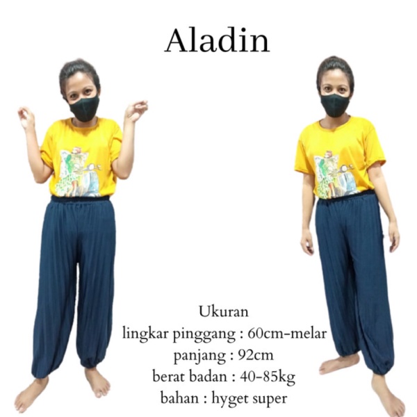 Dijual Celana Aladin Panjang Plisket Kerut Jumbo Premium/ Kulot Aladin Wanita - NAVY Murah
