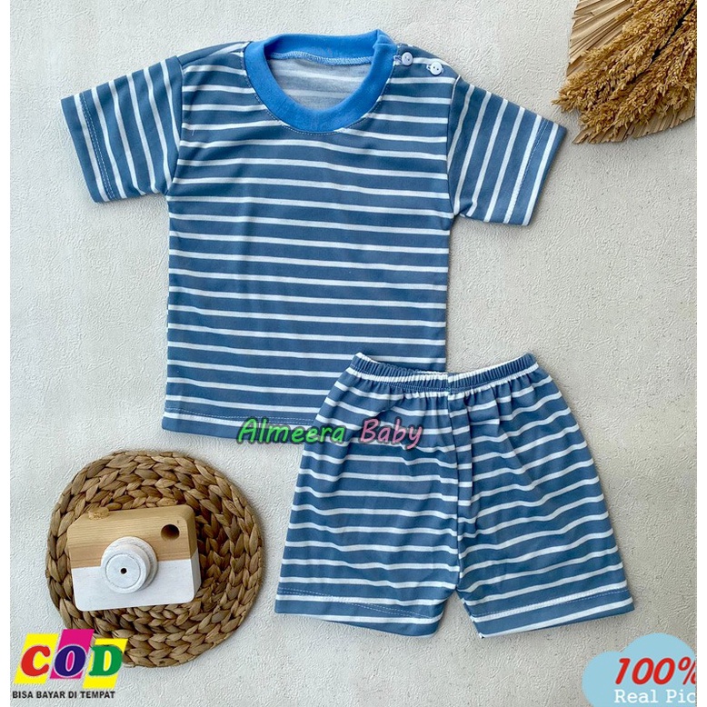 Setelan Baju Bayi Piyama Bayi Lengan Pendek Motif Printing Usia 3-12 Bulan Anababy