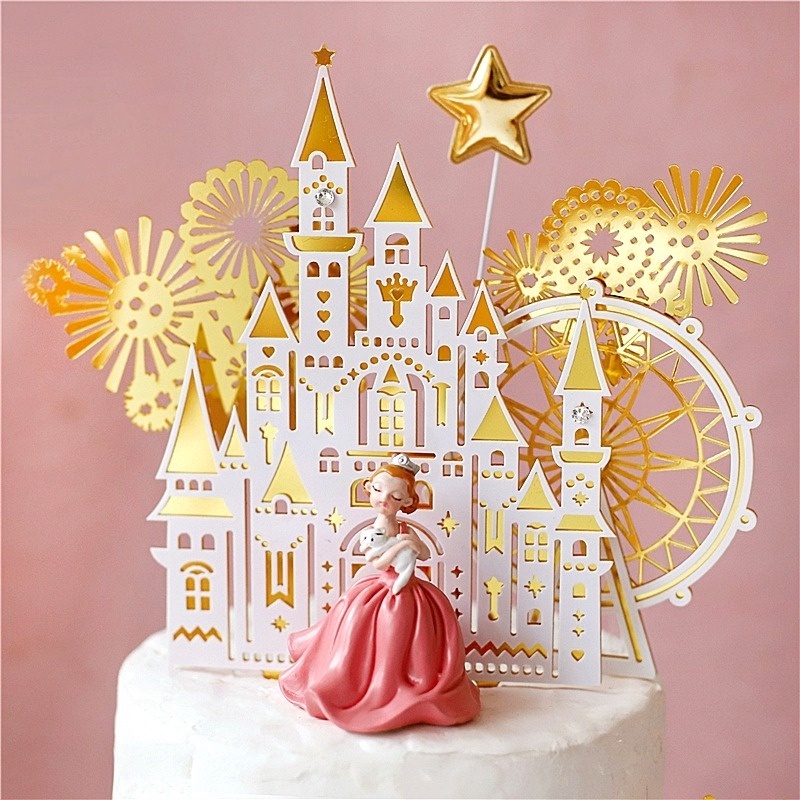 CCC06 Cake Topper Castle Acrylic Istana Puri Kembang Api Bianglala