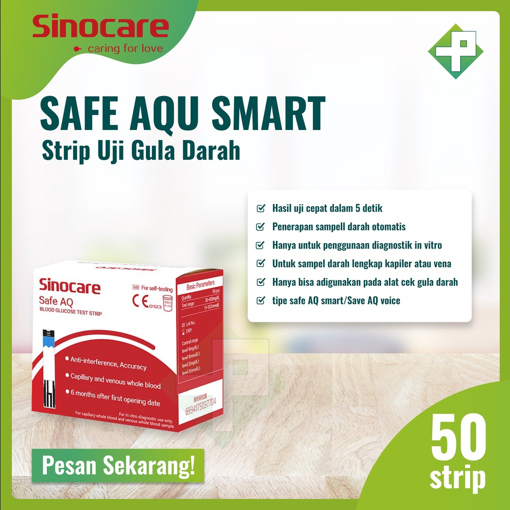 Sinocare Safe Stip AQ Smart Strip Uji Gula Darah / 1 Box isi 50 Pcs