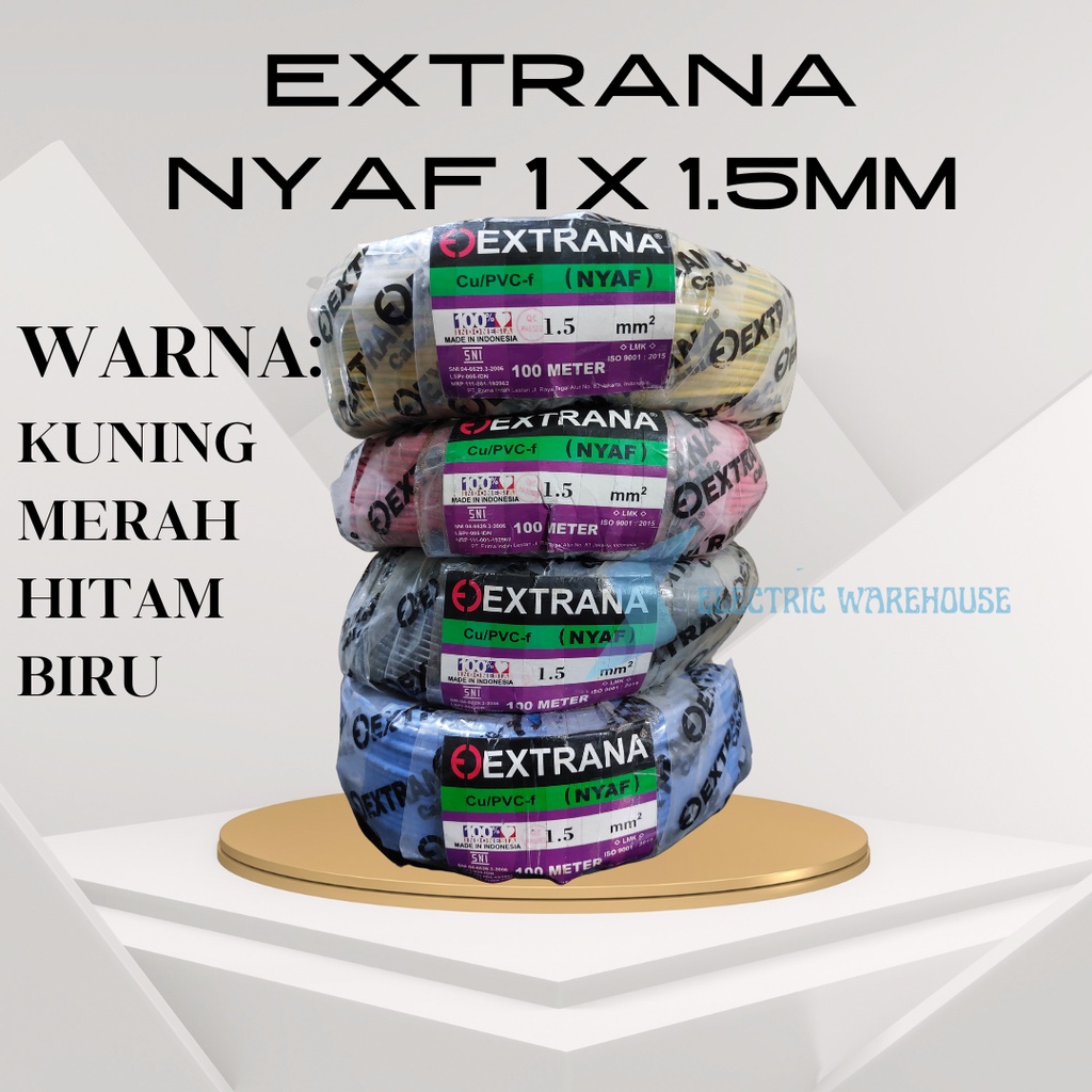 EXTRANA KABEL SERABUT NYAF KUNING MERAH HITAM BIRU 1.5 MM 100 METER
