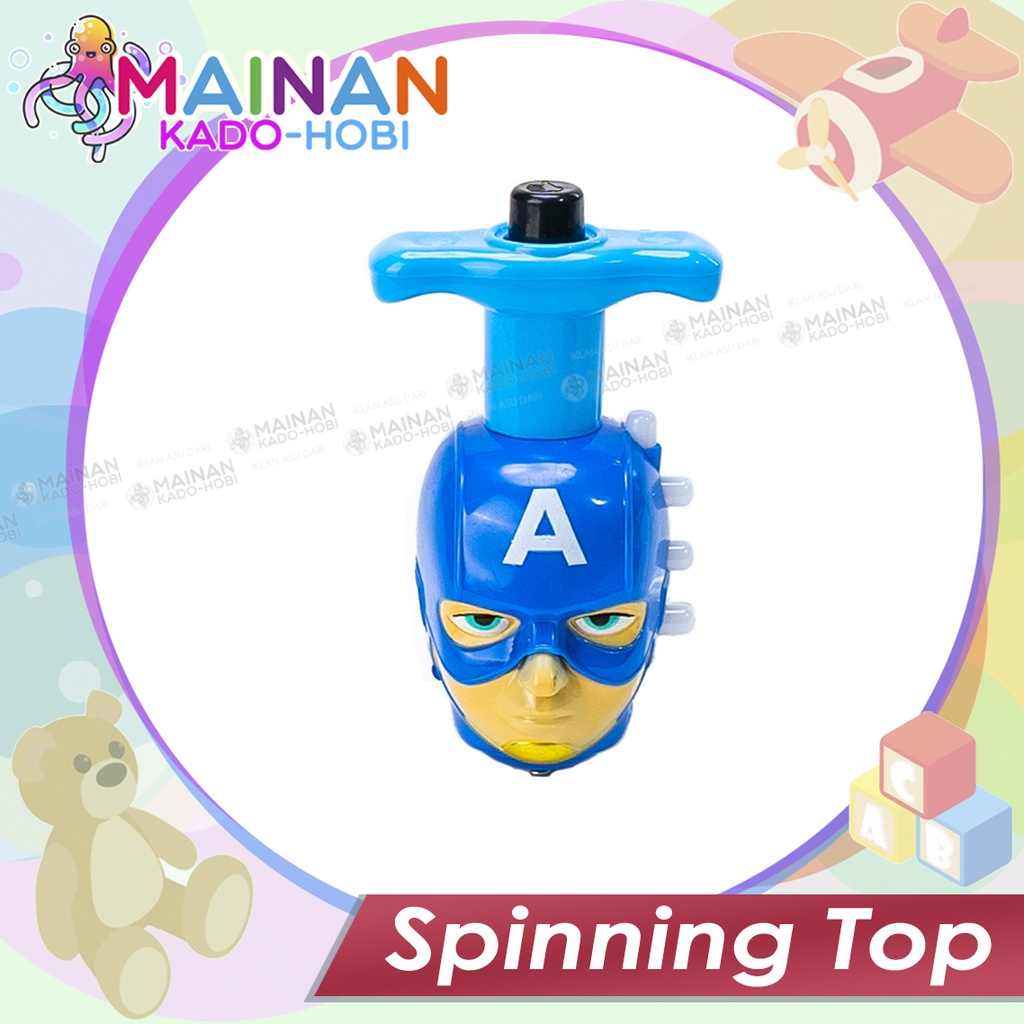 MAINAN ANAK SPINNING TOP GANGSING LAMPU LED PUTAR SUPERHERO