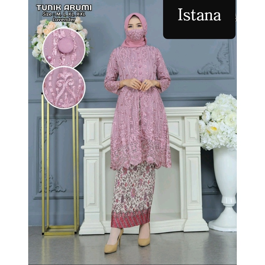 Ready Set Tunik Kancing depan Modern by Istana Kebaya//Kebaya Terbaru//Baju Kebaya/Kebaya Termurah/Kebaya Pesta Terbaru/baju kebaya/pakaian wanita//pakaian tradisional/set kebaya