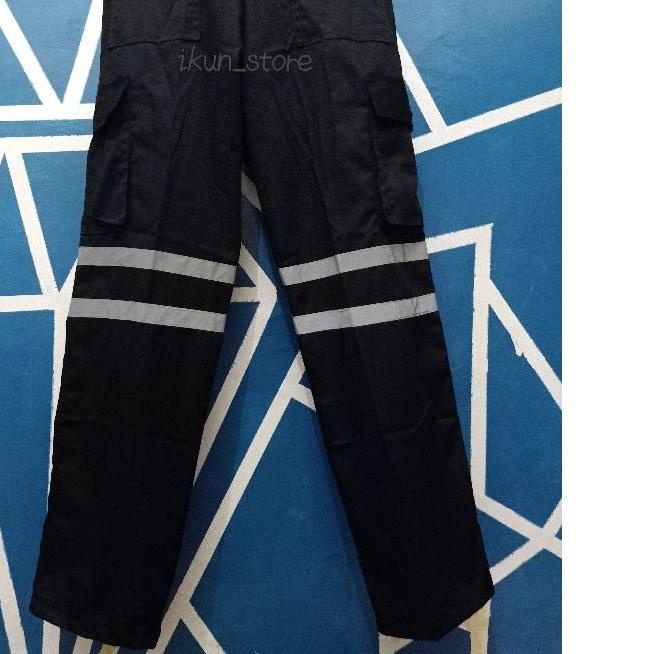 ֍ CELANA KERJA WEARPACK SAFETY Scotlet garis proyek lapangan bengkel outdoor operator hitam American