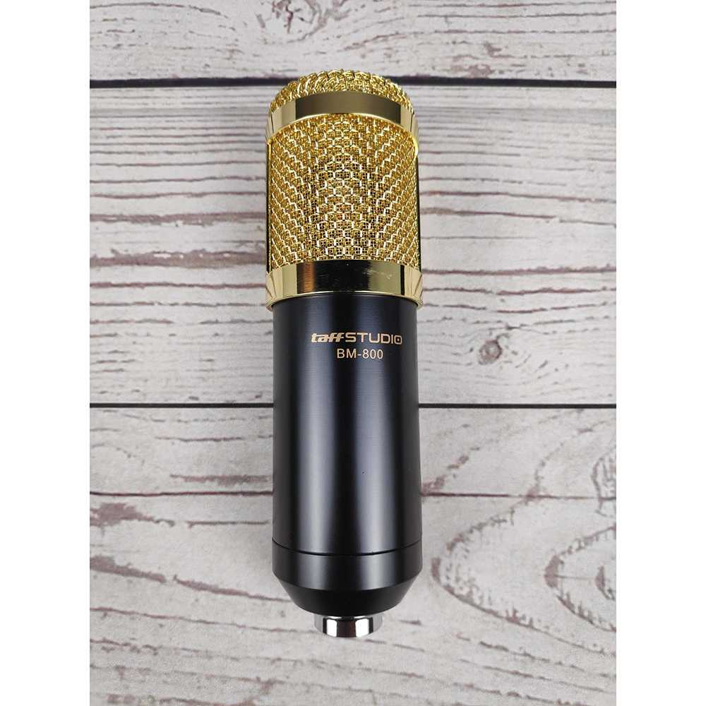 TaffSTUDIO Mikrofon Kondenser Studio dengan Shockproof Mount Microphone Suara Vokal Mic Perekam Suara Berkualitas