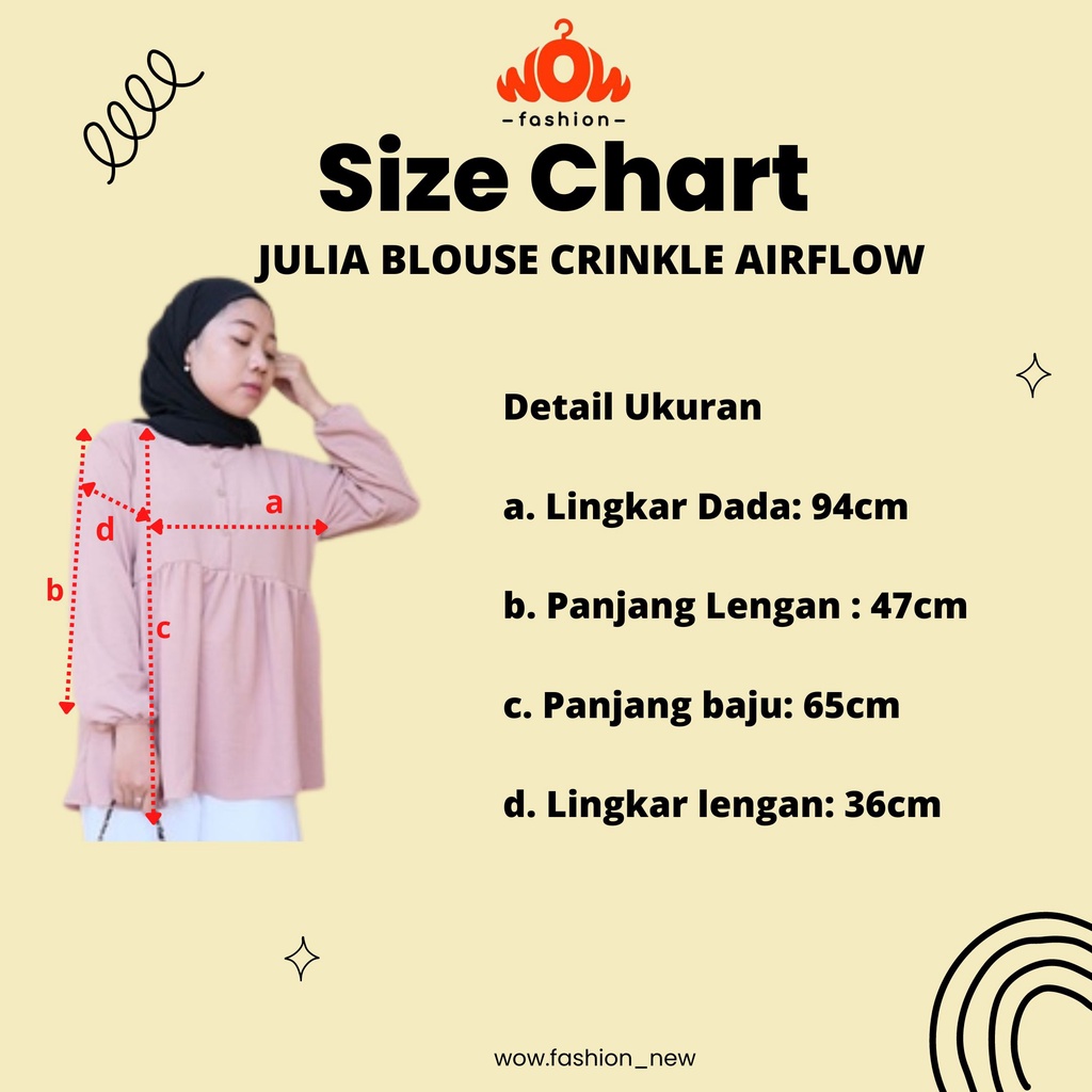 WOW-Julia Blouse Crinkle - Blouse Busui - Atasan Wanita