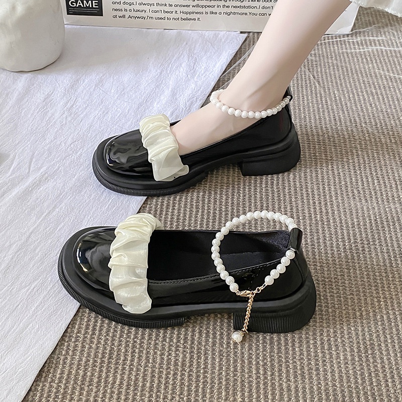 FD Mary Jane Shoes Sepatu Docmart Wanita Pearl Spatu Flat Korean Style KI-052