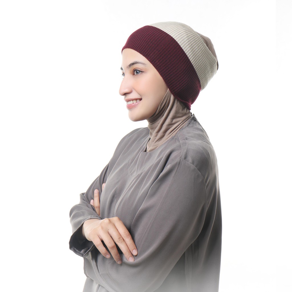 Umama - Ciput Rajut Two Tone 2 Warna Aksesoris Hijab Terbaru 2023 Umama Scarf Original