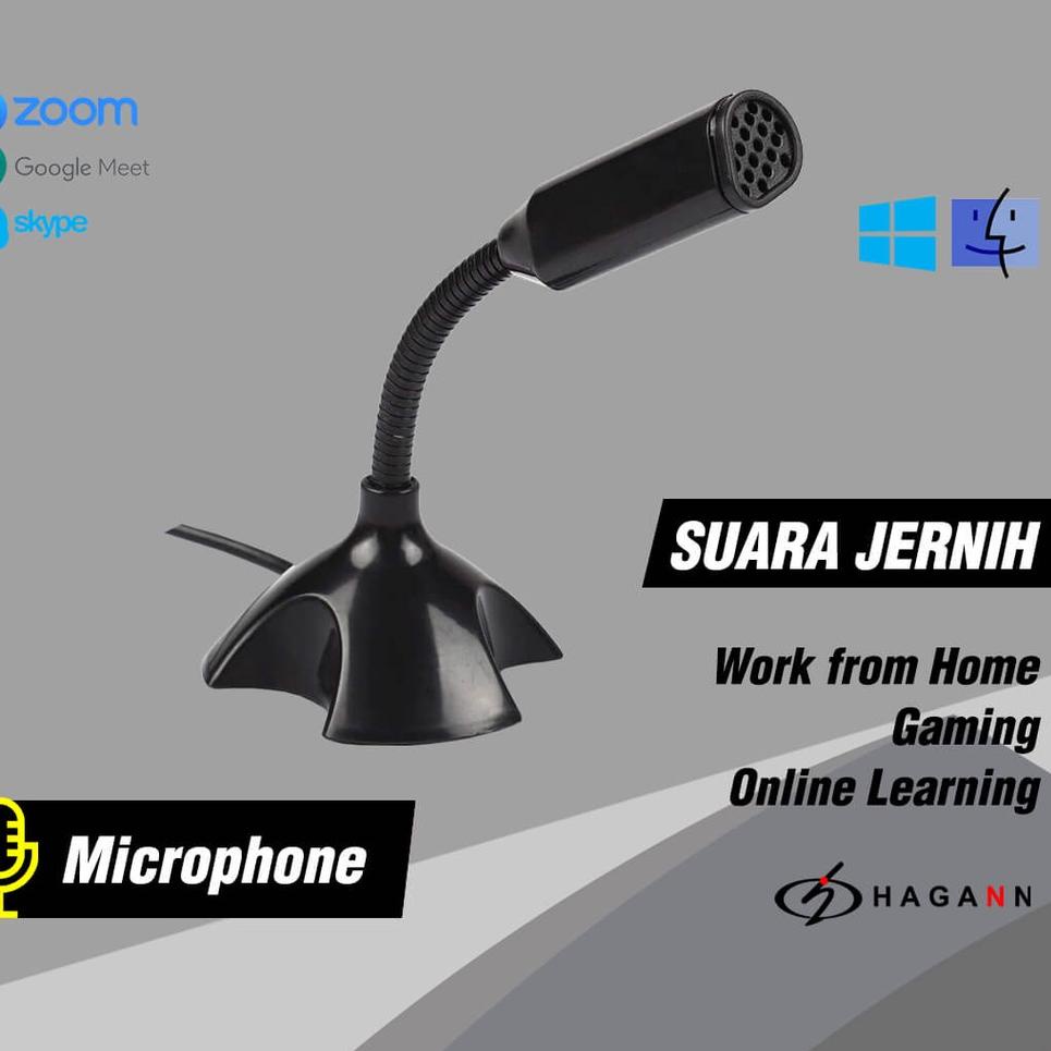 ♪ MIC-U03 USB Microphone Stand PC Laptop Mikrofon Kabel Condenser Kecil Microfon Zoom Meeting & Gami