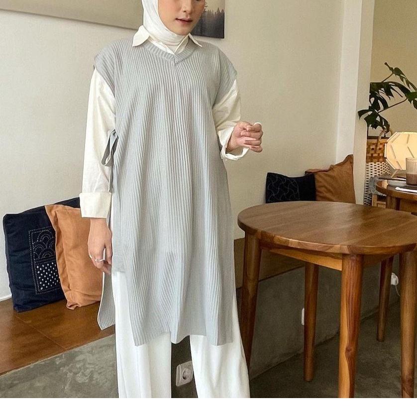 ✫ Vest Rompi Rajut Long Tali Tunik / Vest Rompi Tali Outerwear Rajut ➾