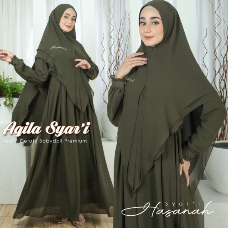 Terbaru Gamis aqila syar'i/full set/original Arsya/hasanah syar'i/ceruty babydoll premium import/gam