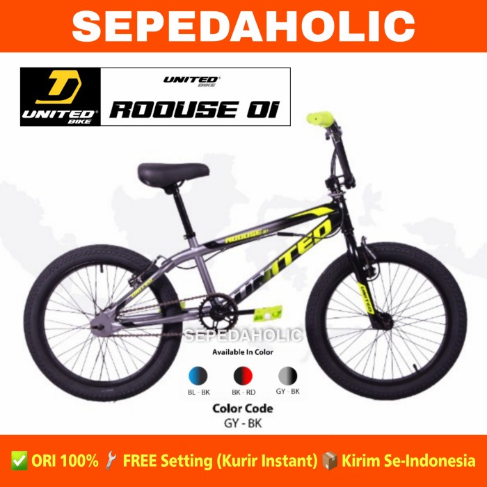 Best Seller Sepeda Anak Bmx United Roouse 01 Ukuran 20 Inch Stang Rotor Freestyle