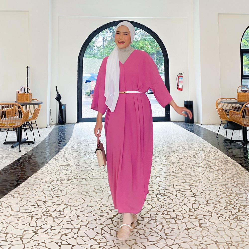 Mybamus Deby Kaftan V Neck – Kaftan Wanita – Gamis Polos Wanita – Kaftan Kekinian-8