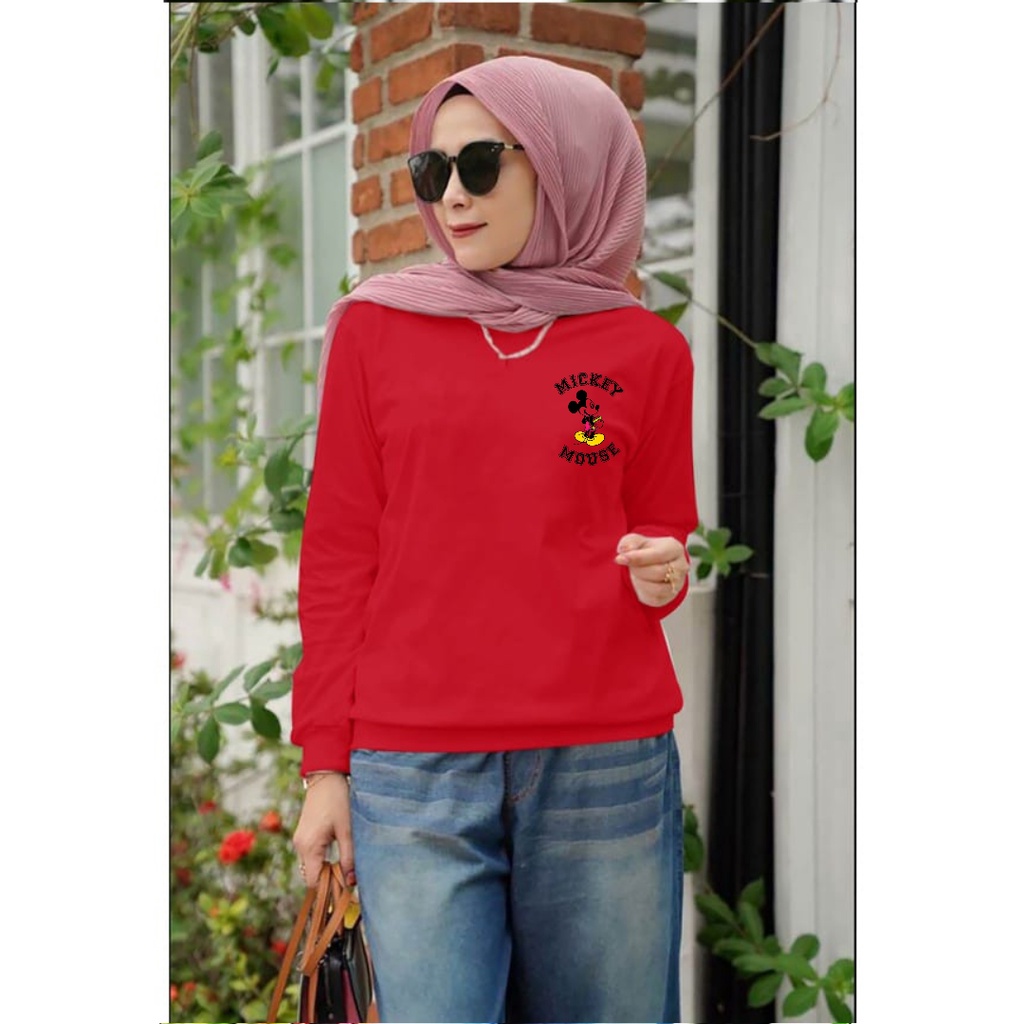 Baju lengan panjang wanita logo MM / kaos distro model sweater keren trendy dan kekinian