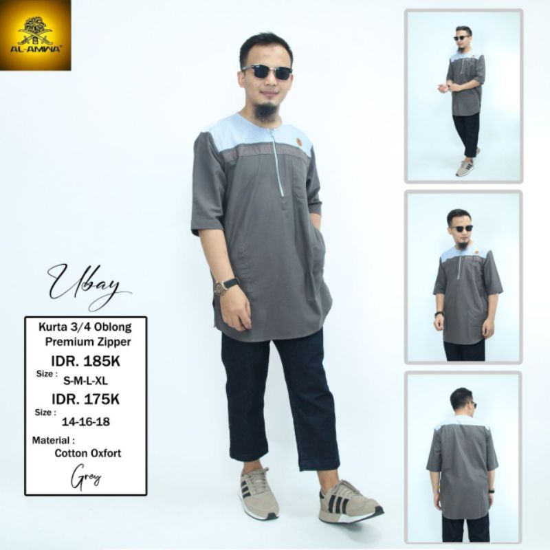 baju koko kurta remaja al amwa gamis Pakistan reglan 3 per 4 pria