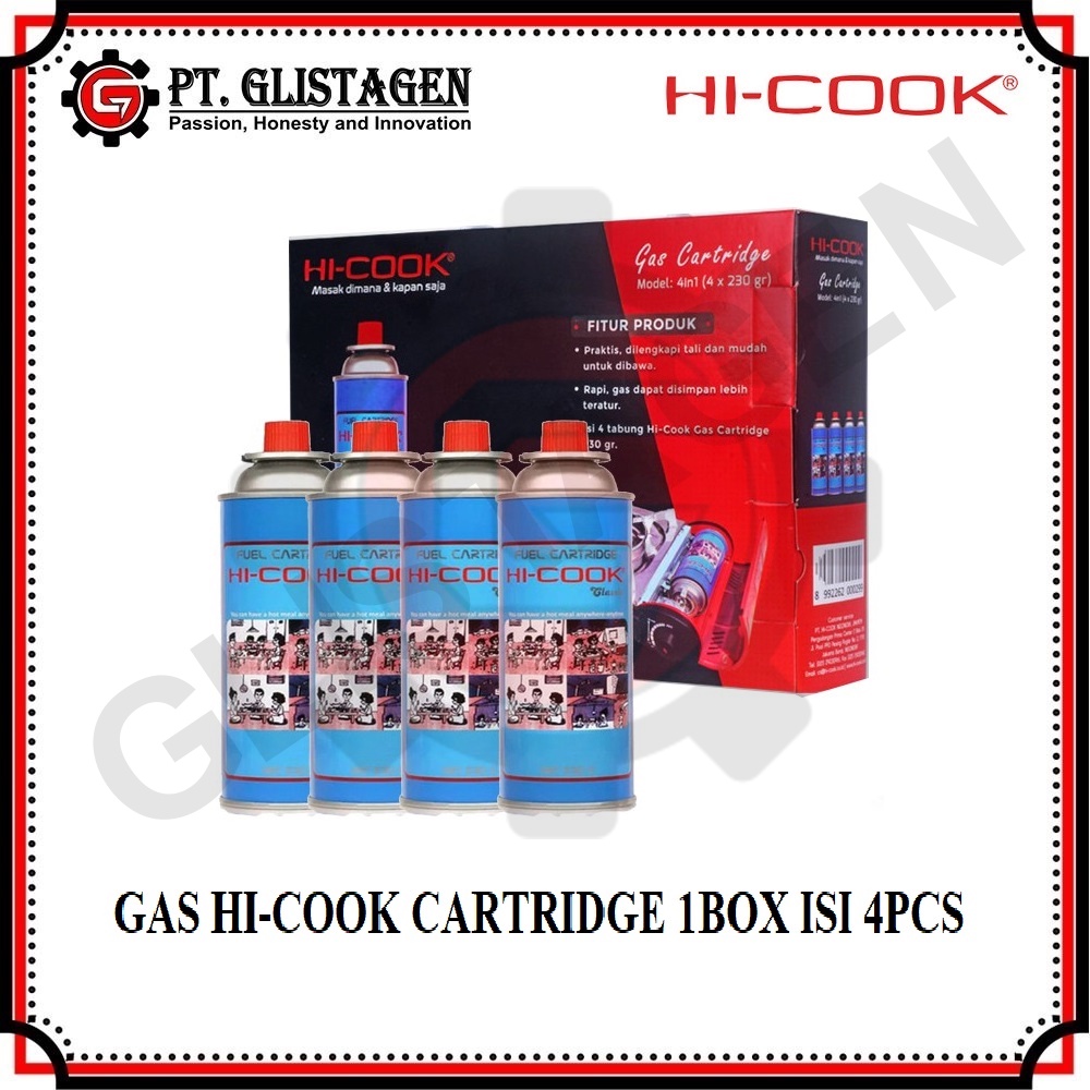 HI-COOK Kaleng Tabung Gas Mini Kompor Portable 230gr (1Box isi 4pcs)