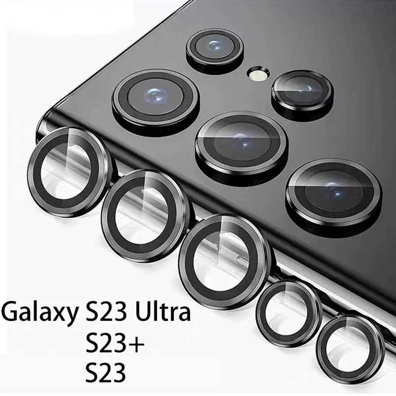 METAL RING TEMPERED GLASS Camera Pelindung anti gores Kamera Samsung S23 ULTRA S23 plus s23