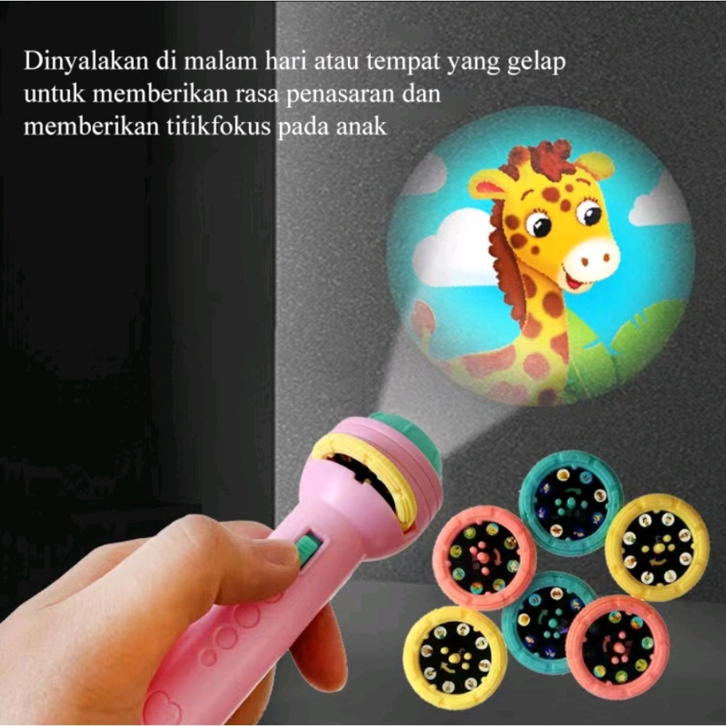 MAINAN ANAK SENTER KARTUN PROYEKTOR 24 GAMBAR / FUN FLASHLIGHT / MAINAN PROYEKTOR GAMBAR / MAINAN EDUKASI BAYI ANAK (IP)