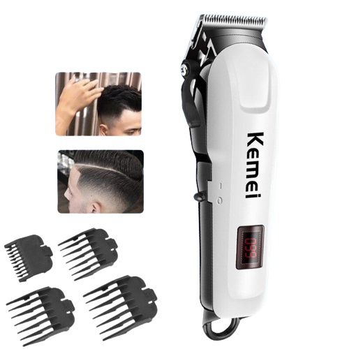 Hair Clipper Kemei KM-809A LED DISPLAY Alat Mesin Cukur Rambut/alat potong rambut Dilengkapi dengan 4 sisir pengganti untuk pemangkasan khusus