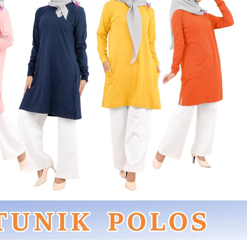 ❉ KAOS TUNIK POLOS SAKU SAMPING BAHAN KATUN COMBED 30S ♩