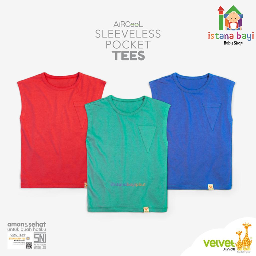 Velvet Junior Aircool Pocket Tee Anak Boy &amp; Girl/Velvet Pocket Tee 2-5 Tahun / Kaos Anak