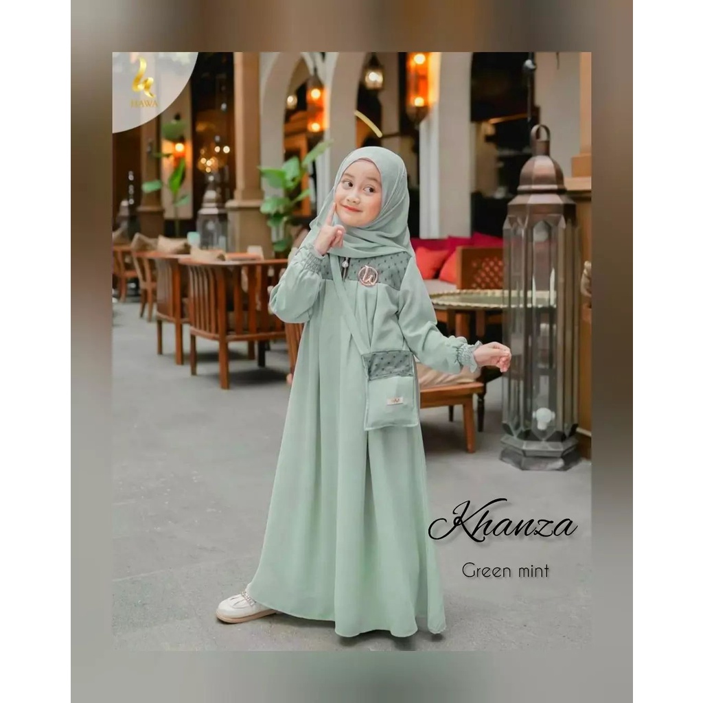 Baju Gamis Anak Tanggung Terbaru 2023 Bahan Ceruty Babydoll Mix Tile Dot Premium Khanza Kids Usia 6 7 8 9 10 11 12 13 Tahun Pakaian Muslim Anak Perempuan Fashion Muslimah Anak Cewek