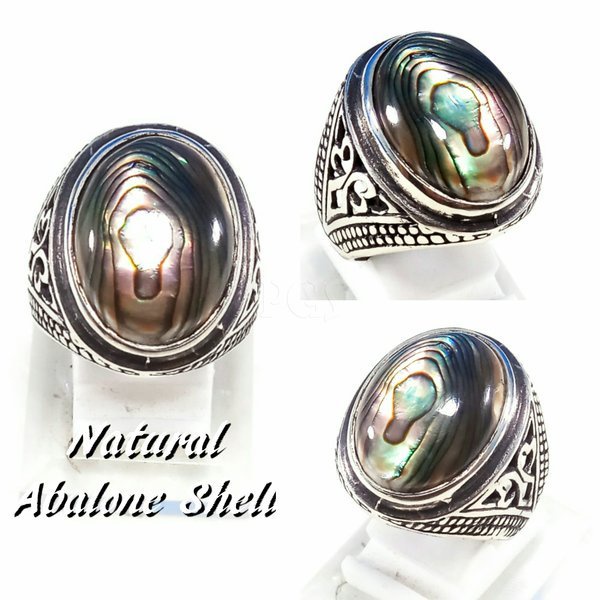 Batu Cincin Natural Fosil Kerang Abalone Shell PGS100